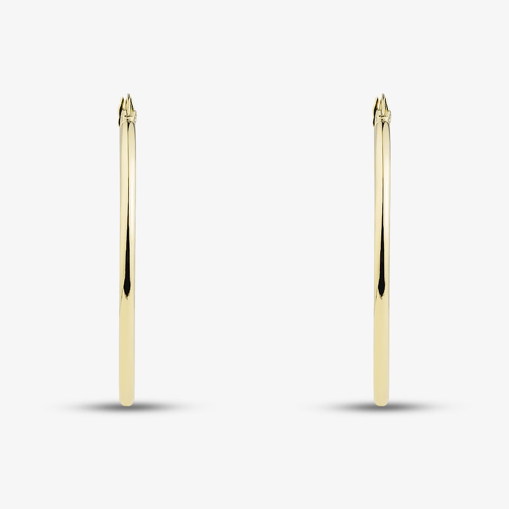 9ct Yellow Gold 40mm Thin Tube Hoop Earrings E-SLRT-235-9Y