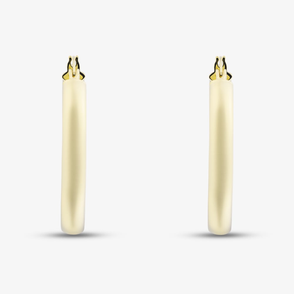 9ct Yellow Gold 30mm Rectangular Tube Hoop Earrings E-SLOT-425-9Y