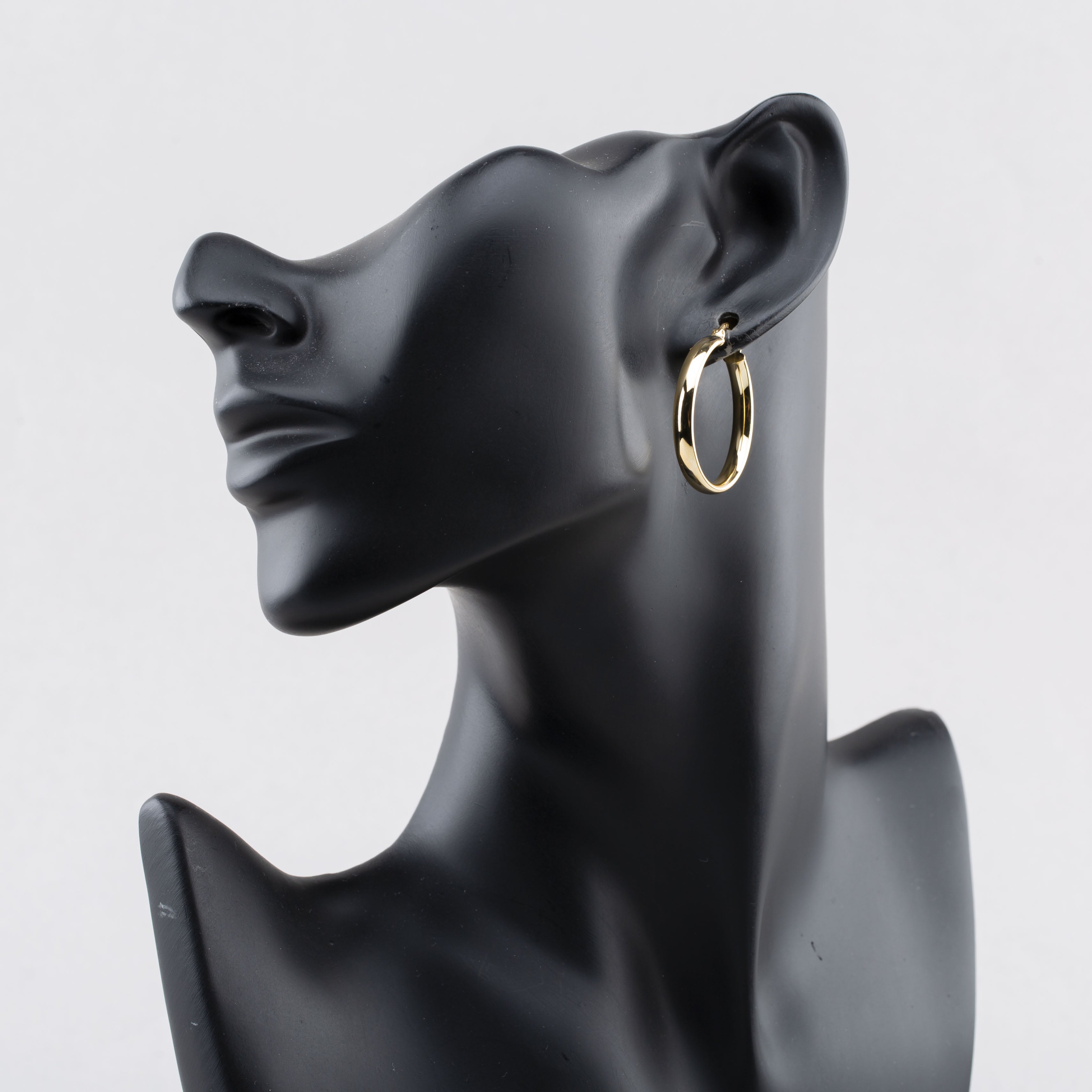 9ct Yellow Gold 30mm Rectangular Tube Hoop Earrings E-SLOT-425-9Y
