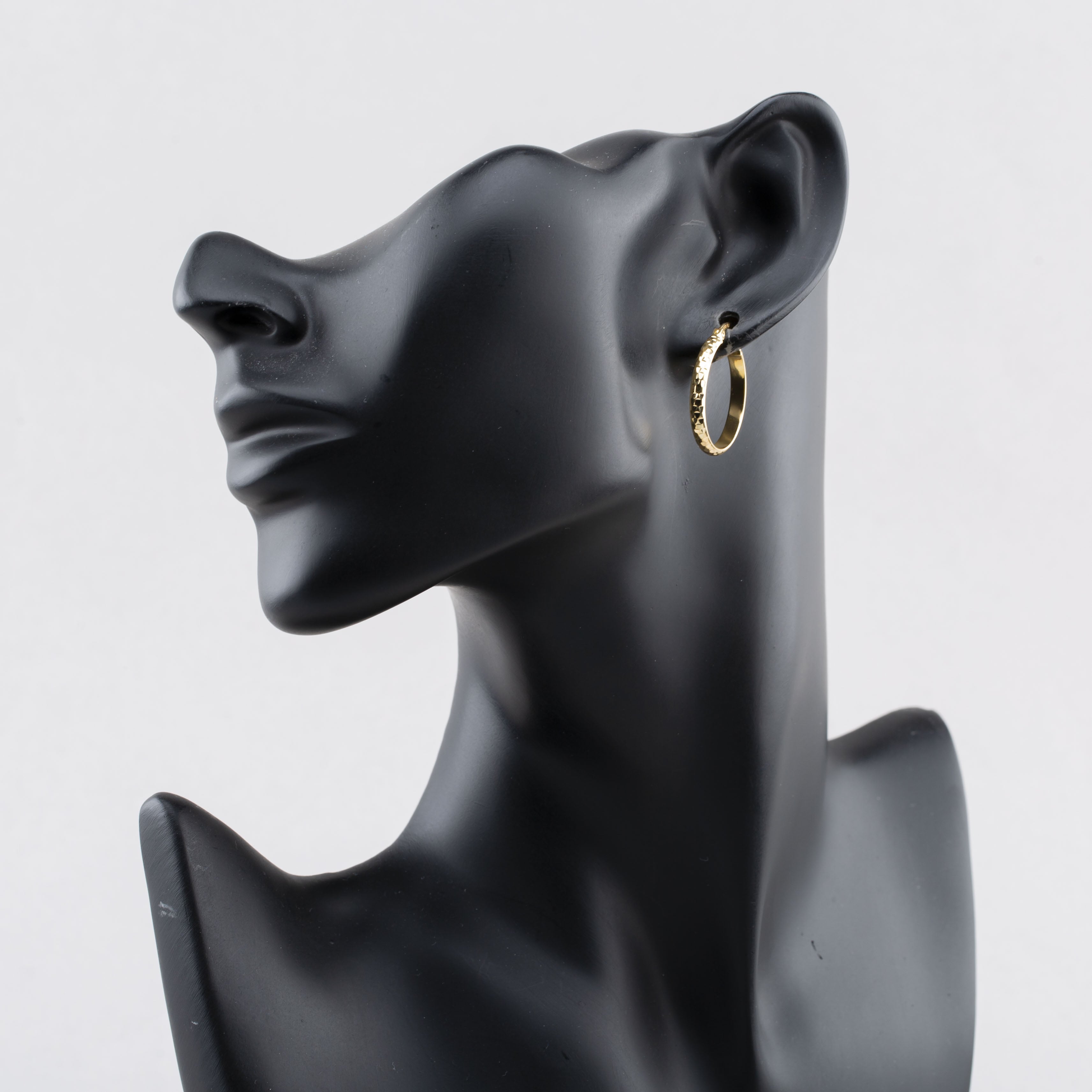 9ct Yellow Gold Hammered Pattern Hoop Earrings E-HTCC-320-9Y