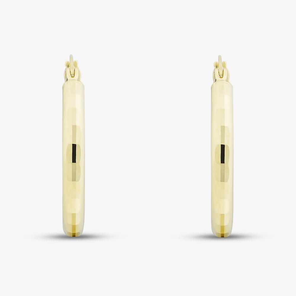 9ct Yellow Gold 20mm Medium Patterned Hoop Earrings E-HTDC-320-9Y