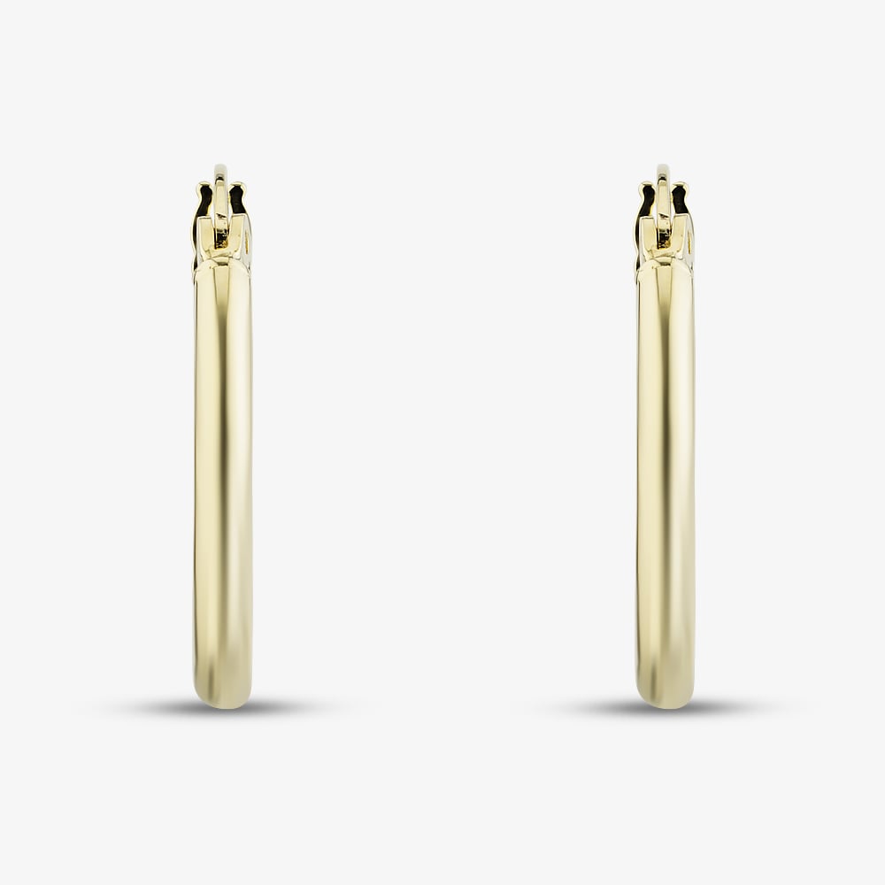 9ct Yellow Gold 20mm Thin Tube Hoop Earrings E-SLRT-215-9Y