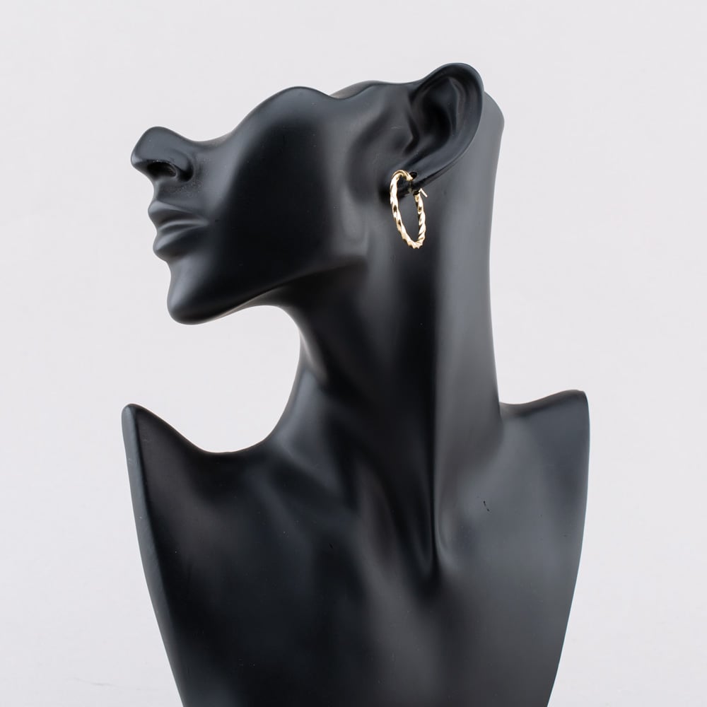 9ct Yellow Gold Twisted 25mm Hoop Earrings OR43325