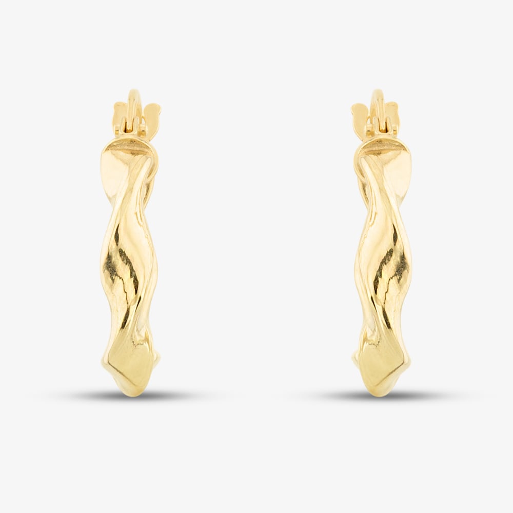 9ct Yellow Gold 17mm Twist Creole Earrings 1.52.7459