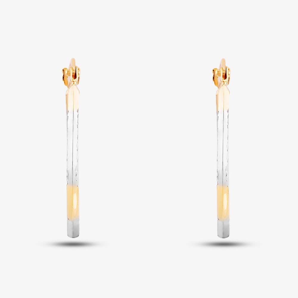 9ct Two Colour Gold Oval Hoop Earrings 2.53.9119