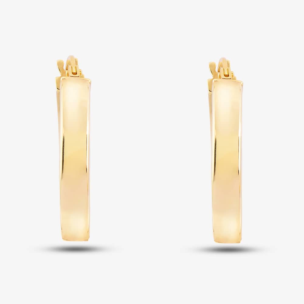 9ct Yellow Gold Plain Flat Hoop Earrings 1.51.0889