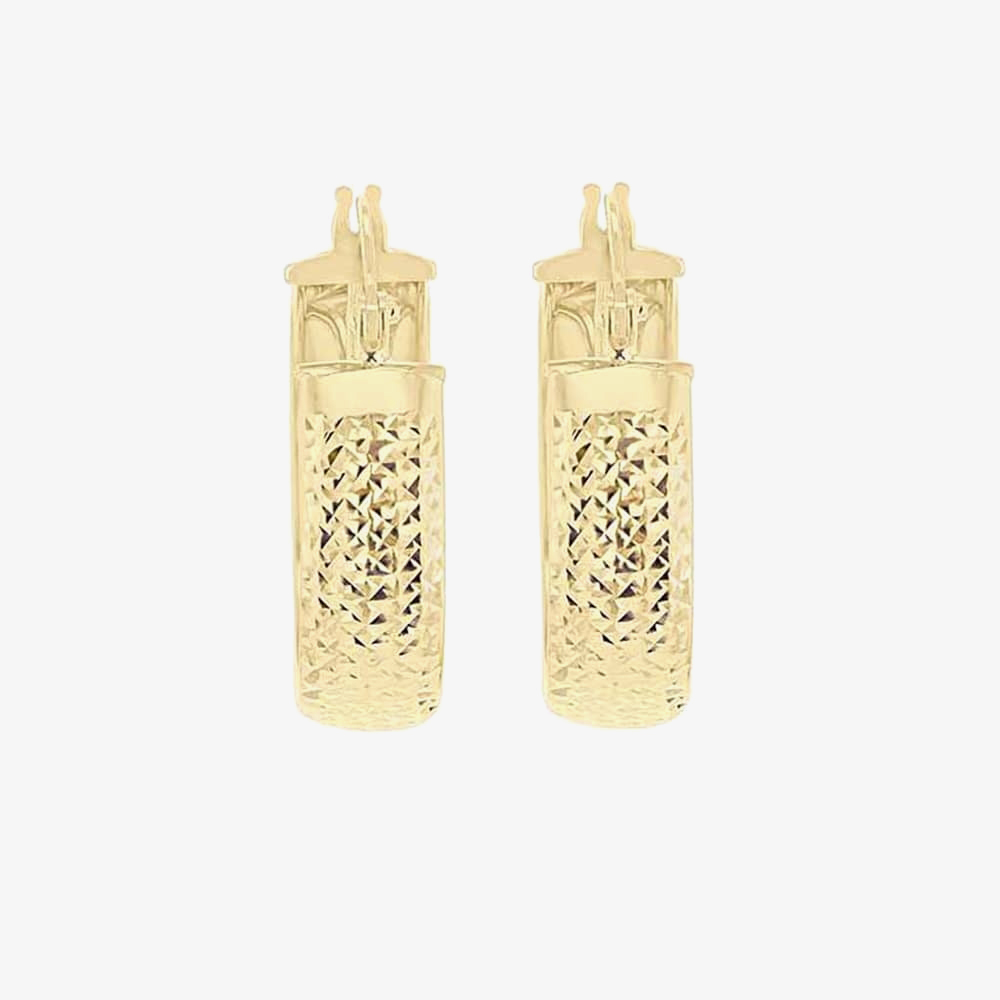 9ct Yellow Gold Diamond Cut Double Hoop Earrings 1.51.2219