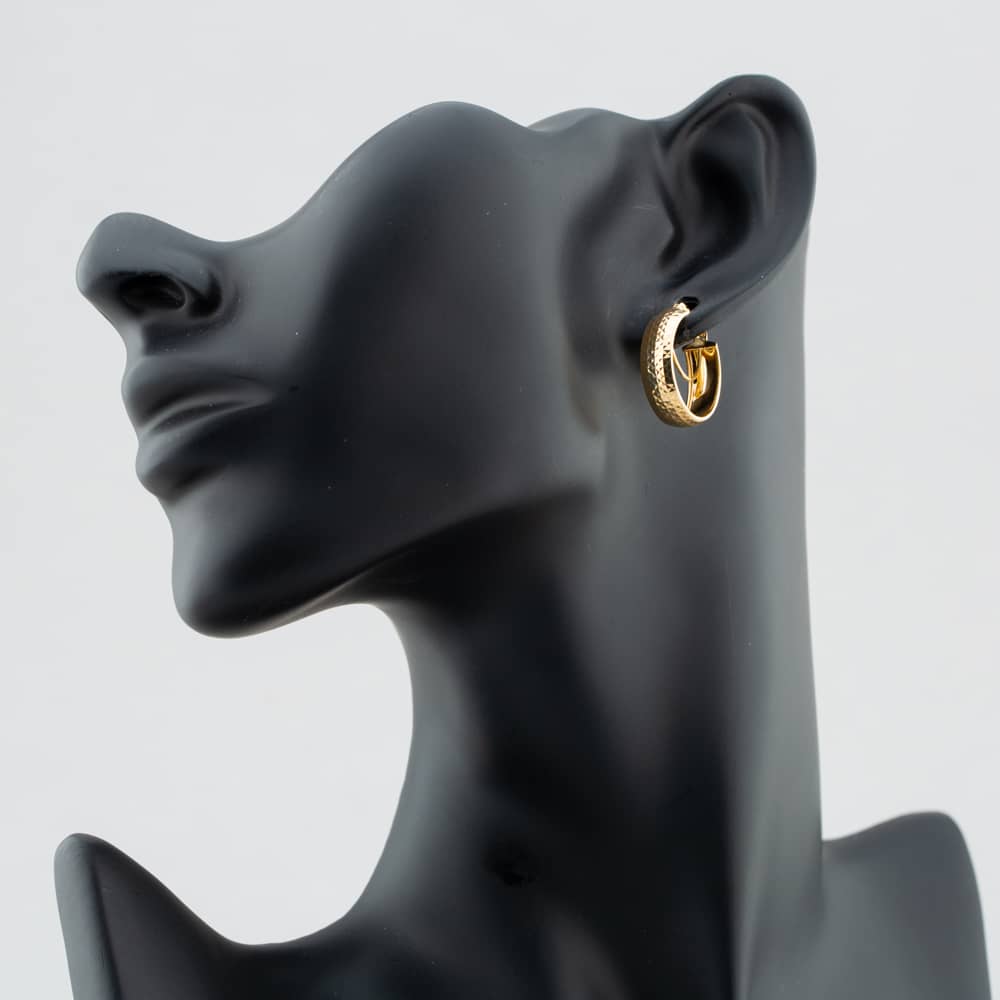 9ct Yellow Gold Diamond Cut Double Hoop Earrings 1.51.2219