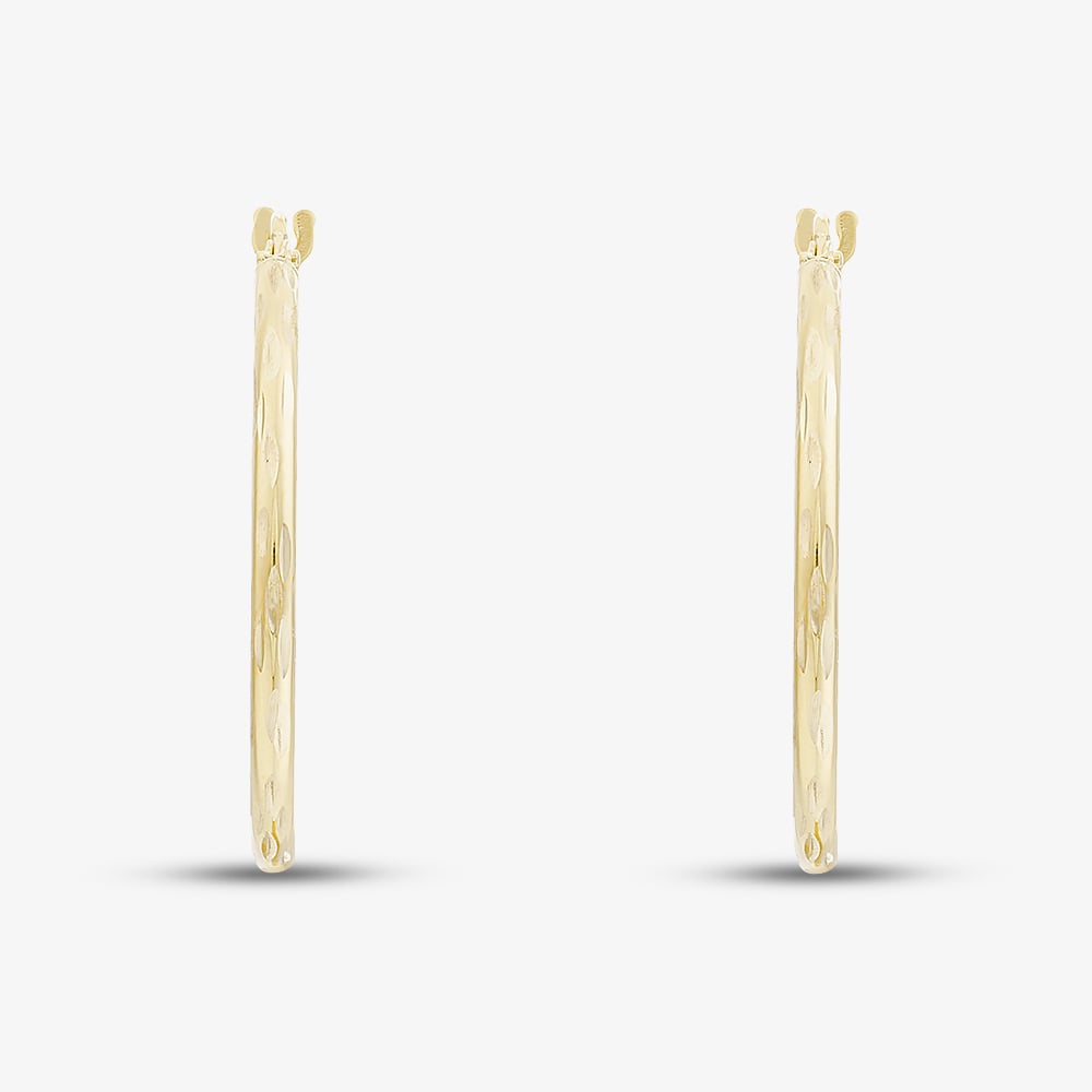 9ct Yellow Gold 30mm Diamond Cut Creole Earrings 1.53.4819