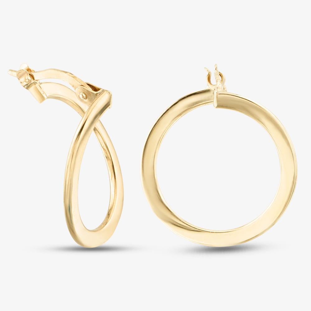 Product photograph of 9ct Yellow Gold 15mm Off Set Hoop Earrings Er329 from The Jewel Hut