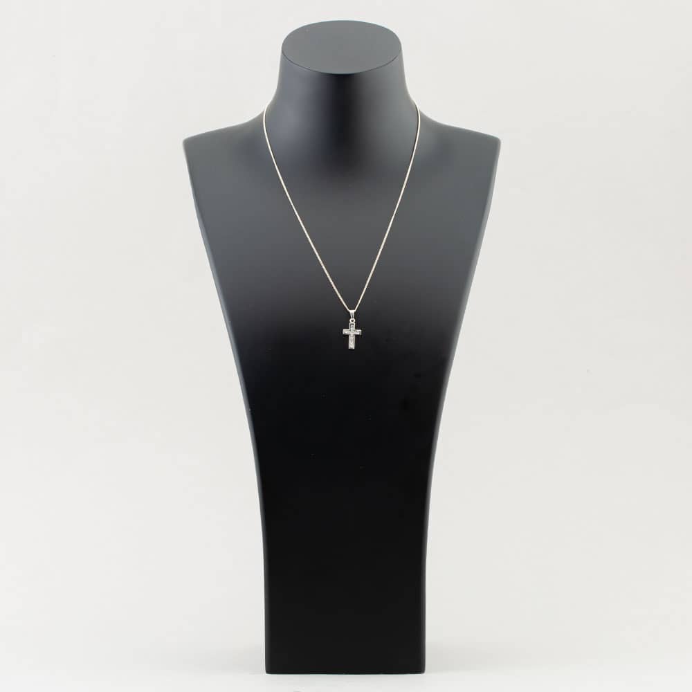 Silver 16mm Cubic Zirconia Cross and Chain SCS1
