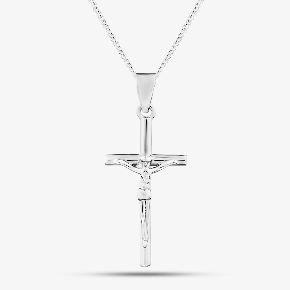 Fashionista Silver Silver Cross & Christ Pendant CZP CROSS N2326 (BK)