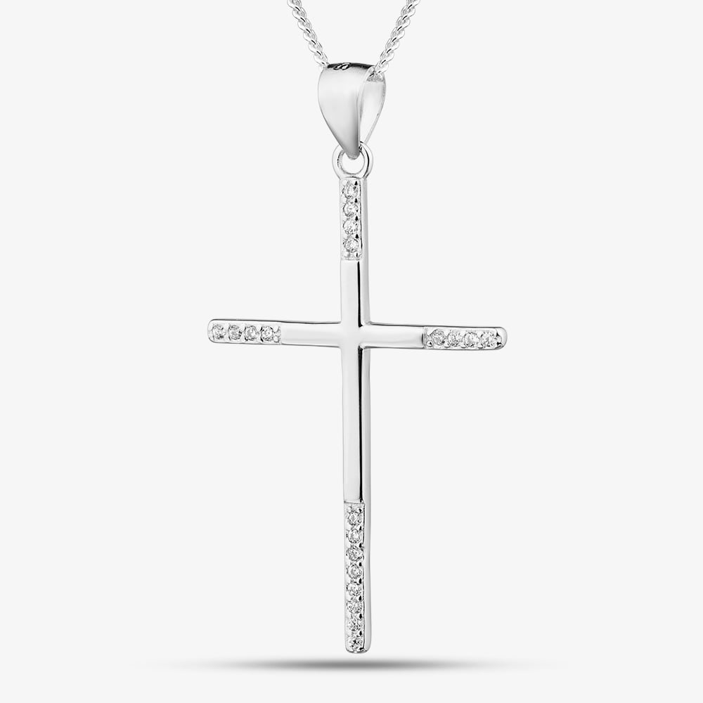 Fashionista Silver Silver & Crystal Cross Pendant 18482 N2326