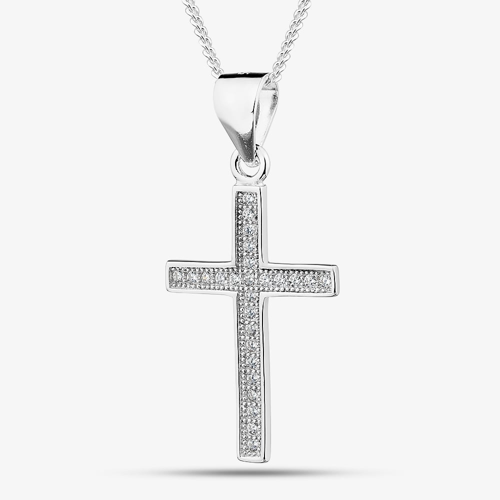 Fashionista Silver Silver & Crystal Cross Pendant 13851 N2326
