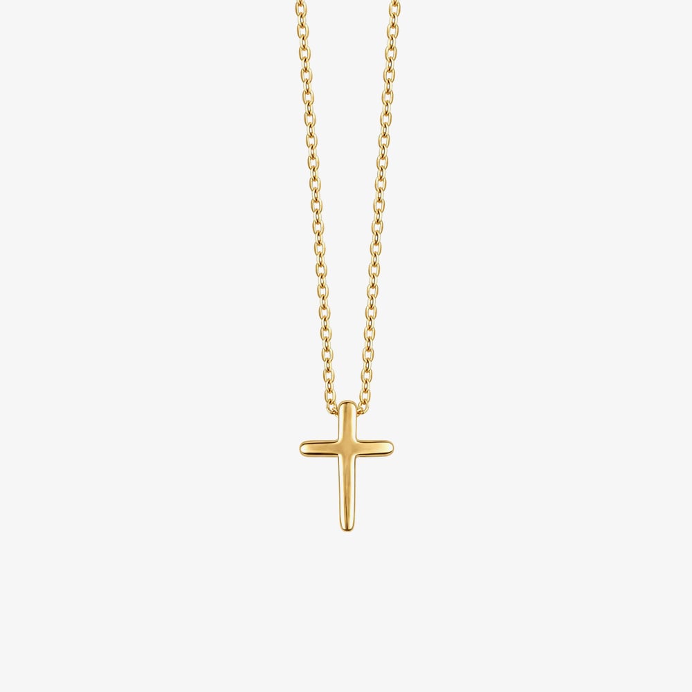 Fashionista Gold Yellow Gold Tone Plated Sterling Silver Dainty Cross Slider Pendant N4783