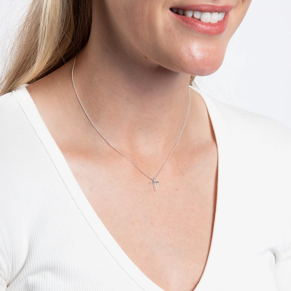 Fashionista Silver Sterling Silver Dainty Cross Slider Pendant N4784