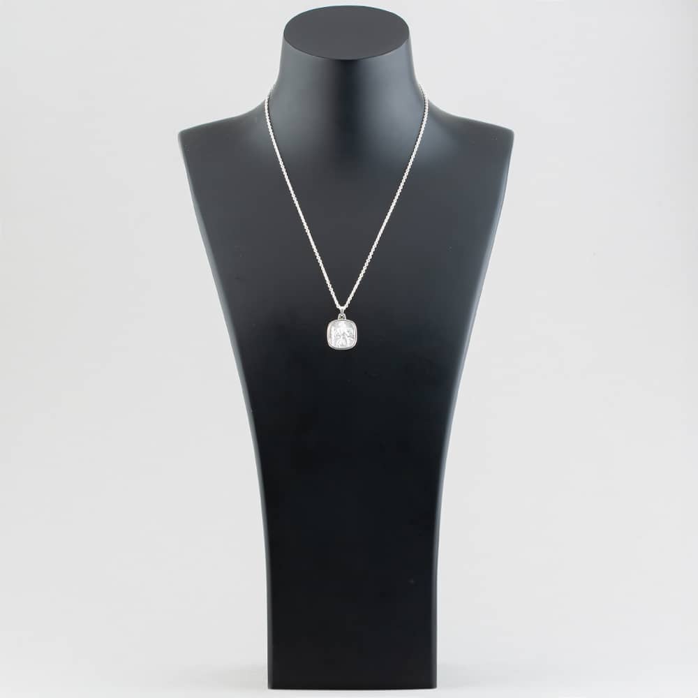 Silver Double-Sided St Christopher Square Necklace P30-8035-SC1118