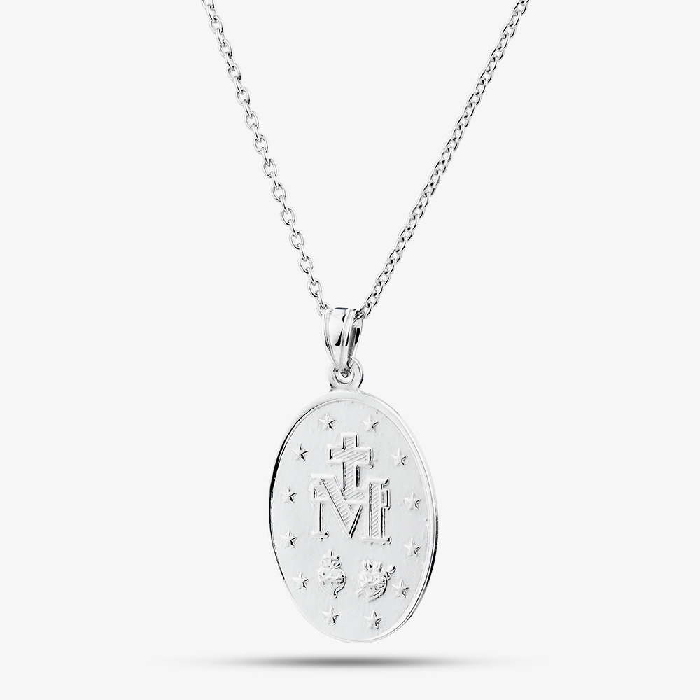 Fashionista Silver Sterling Silver Oval St. Mary Pendant SJR1023xCH18R1