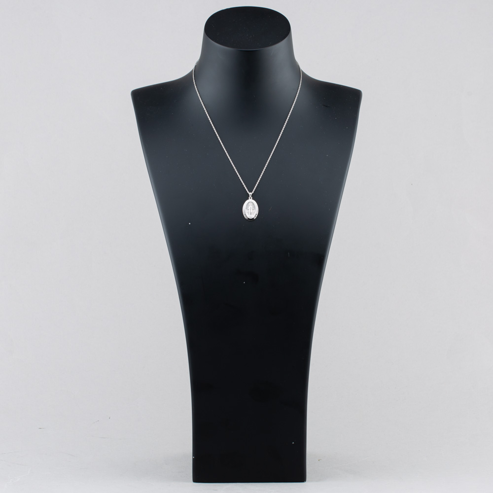 Fashionista Silver Sterling Silver Oval St. Mary Pendant SJR1023xCH18R1