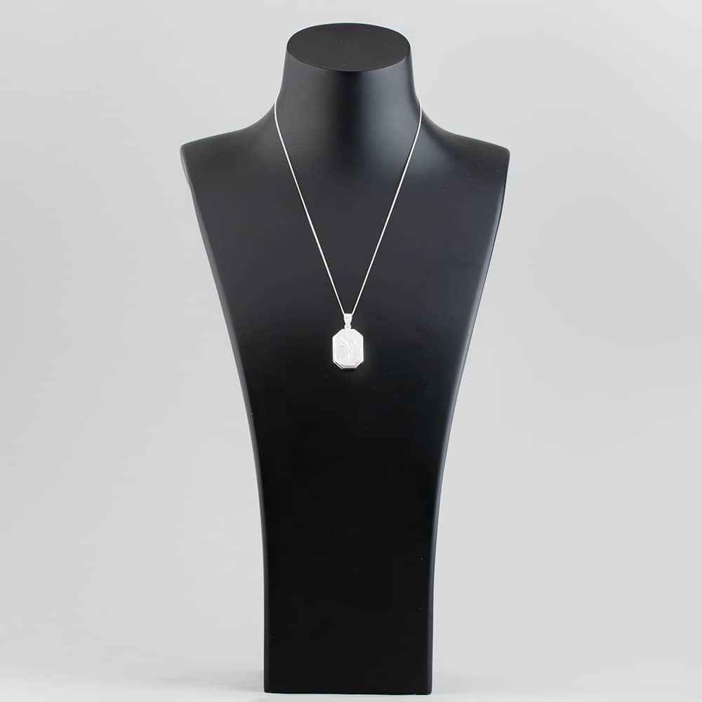 Silver Engraved Oblong Locket Necklace 8.65.1799