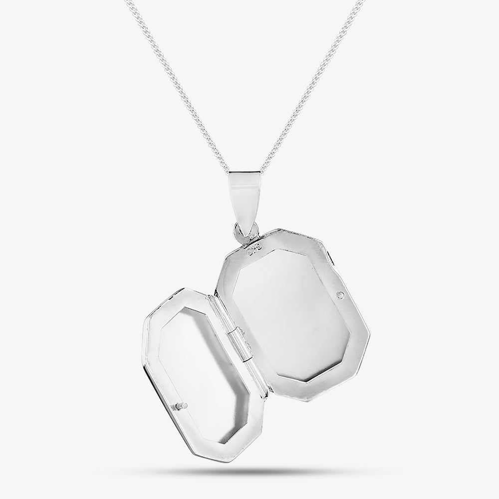 Fashionista Silver Silver Engravable Octagonal Locket L17P18064 N2326