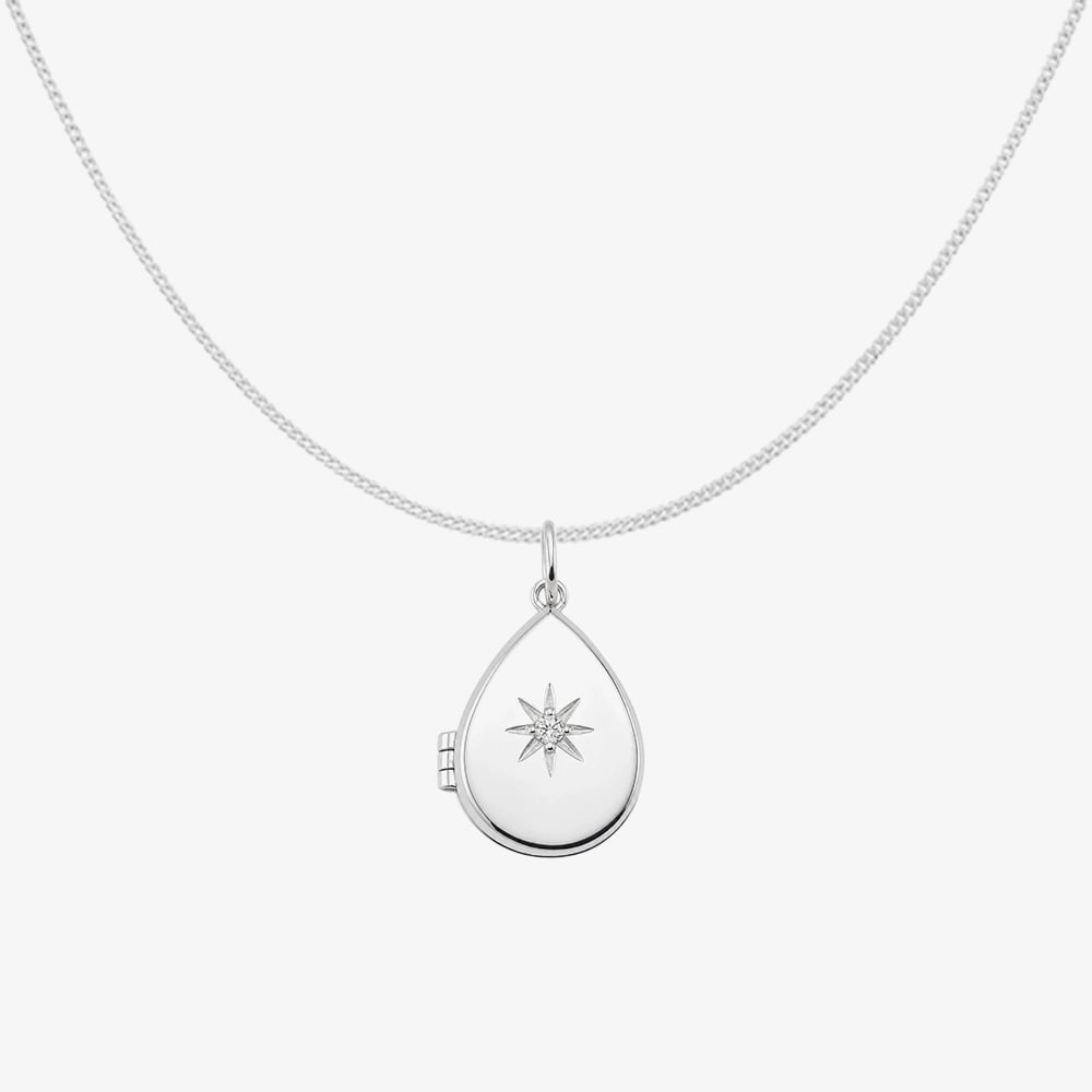 Fashionista Silver Sterling Silver Sarburst Teardrop Pendant P5647C N2326