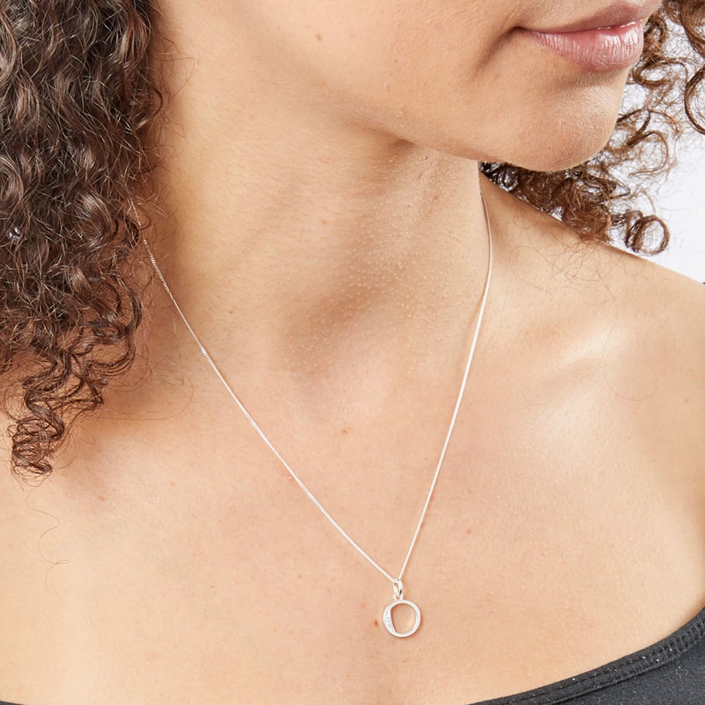 Sterling Silver Cubic Zirconia Initial 