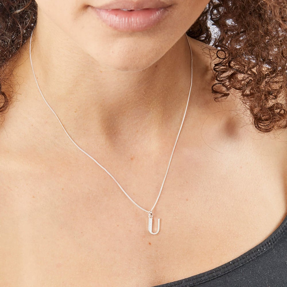 Sterling Silver Cubic Zirconia Initial 