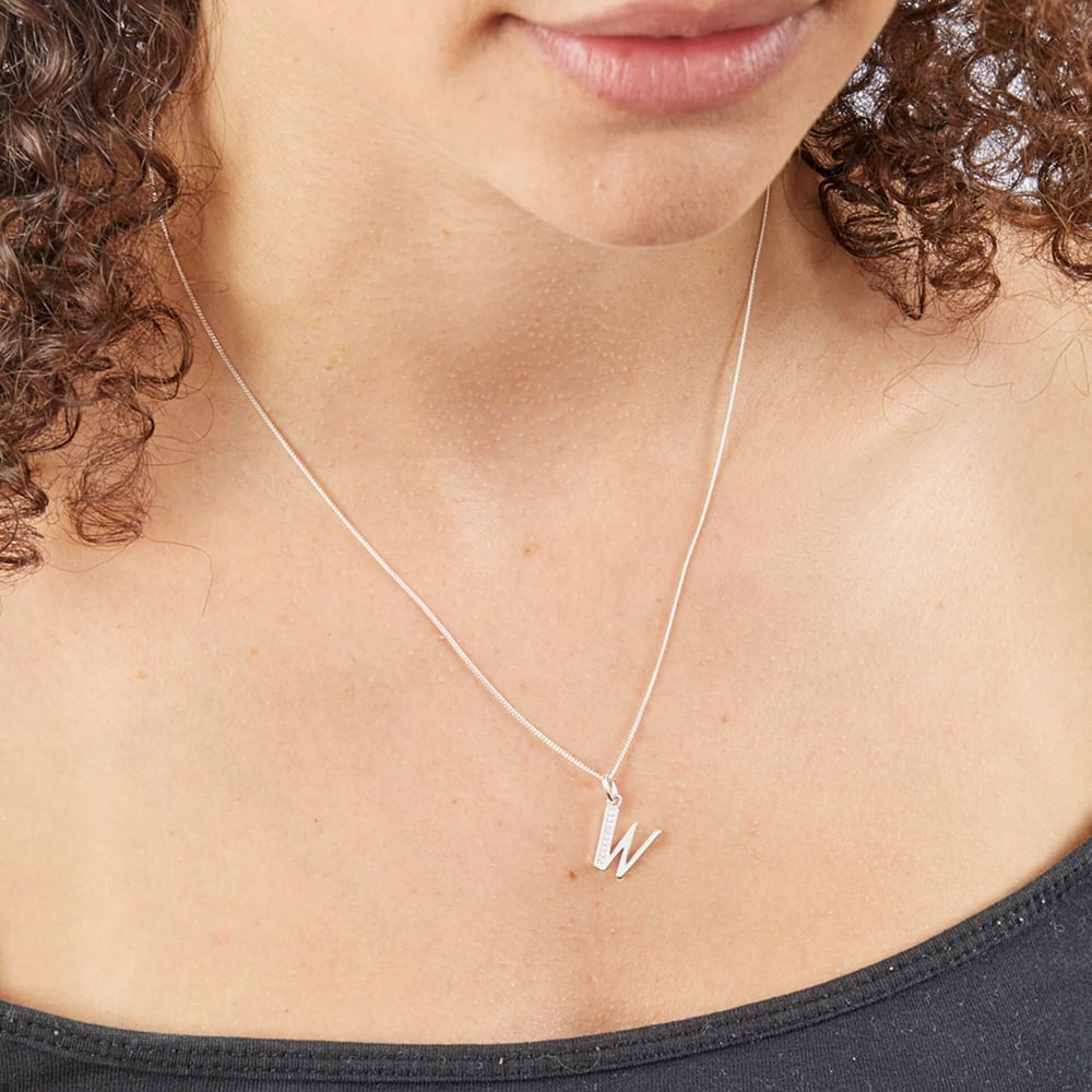 Sterling Silver Cubic Zirconia Initial 