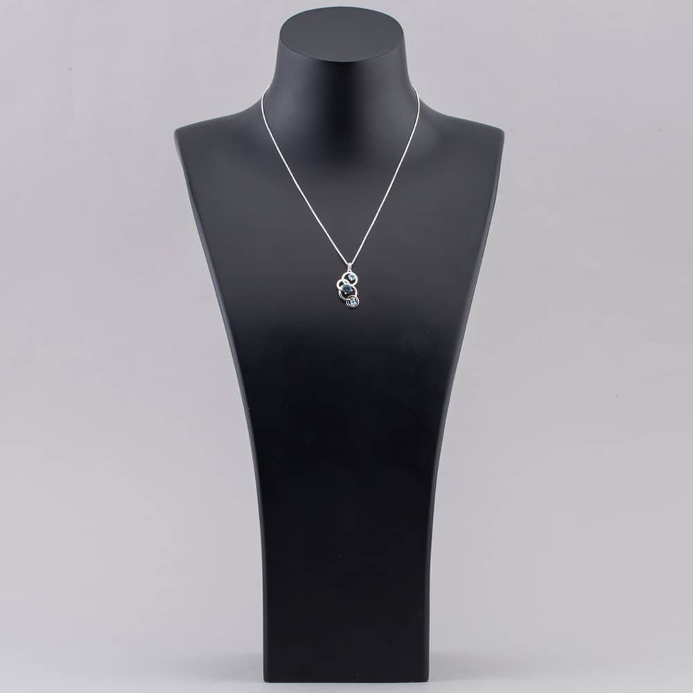 Sterling Silver Round Blue Topaz Pendant P4844T N2323