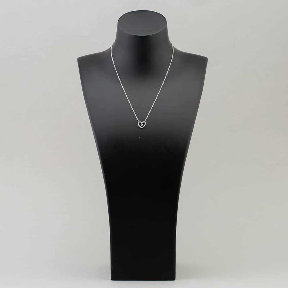 Sterling Silver Cubic Zirconia Double Pave Hearts Pendant N611096