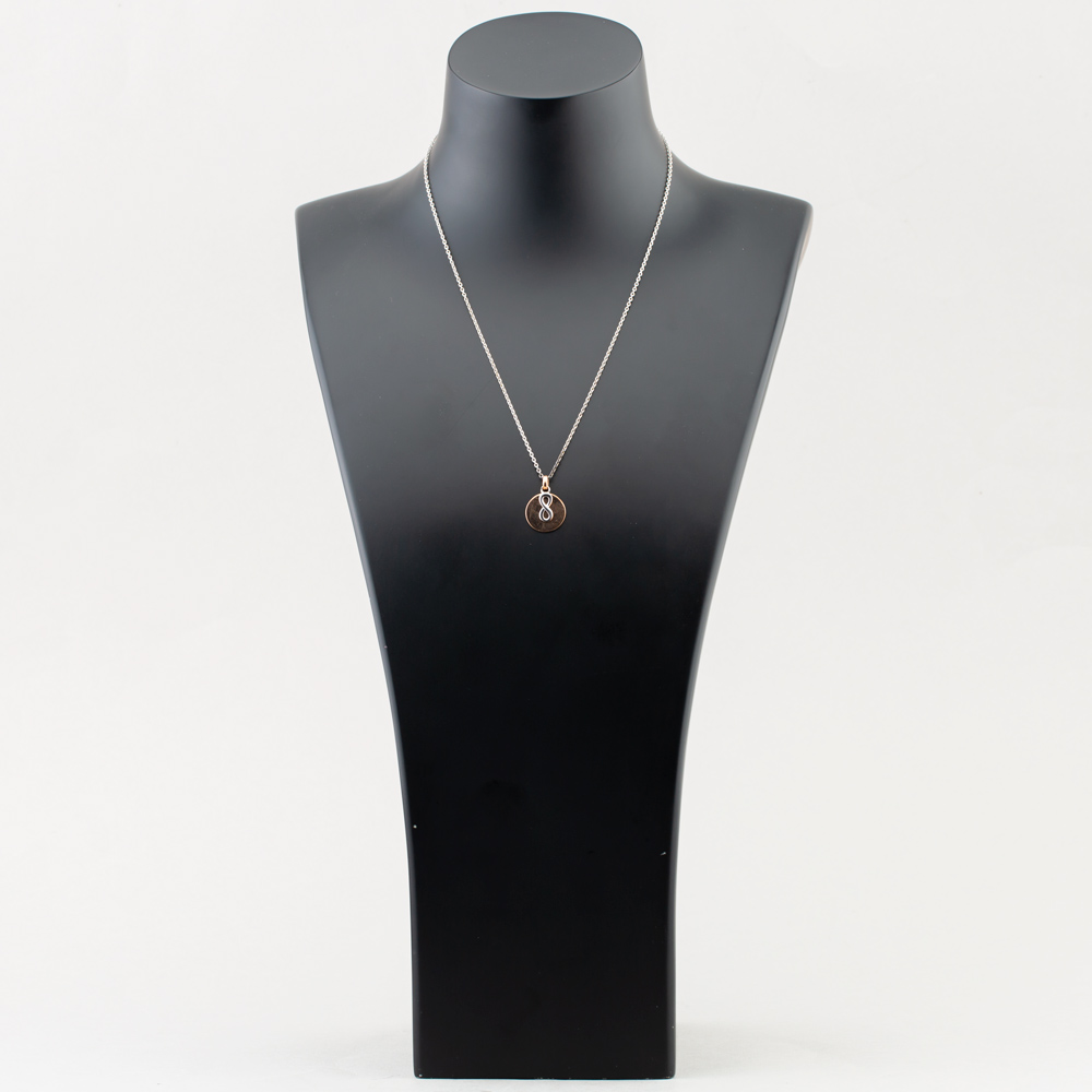 Sterling Silver Two Tone Disc & Infinity Necklace 2THB009406
