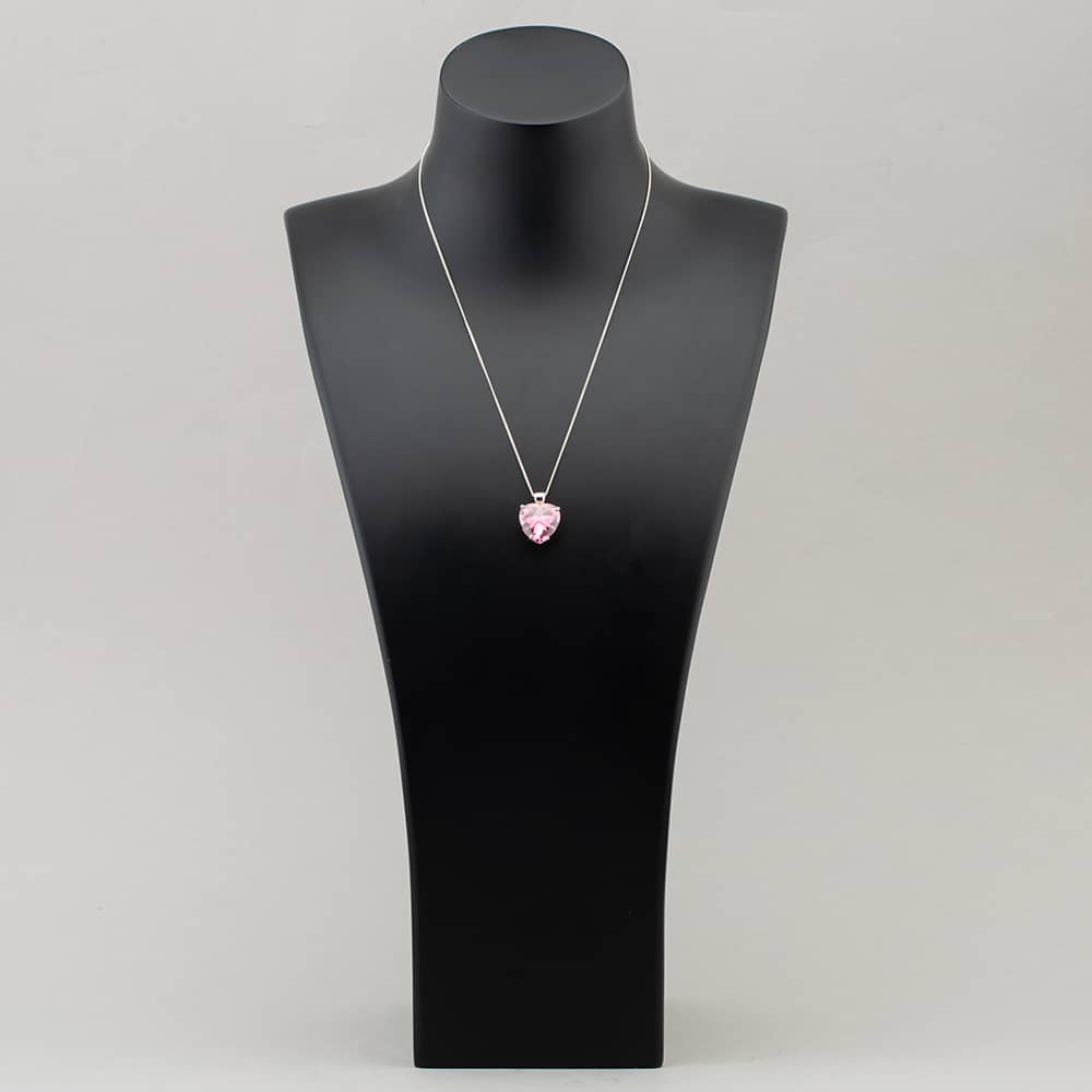 Sterling Silver 15mm Pink Crystal Heart Pendant 8.62.5642