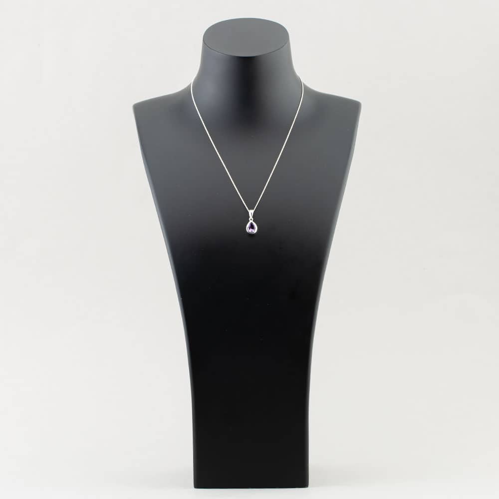 Sterling Silver Amethyst Teardrop Necklace P2429M N2326