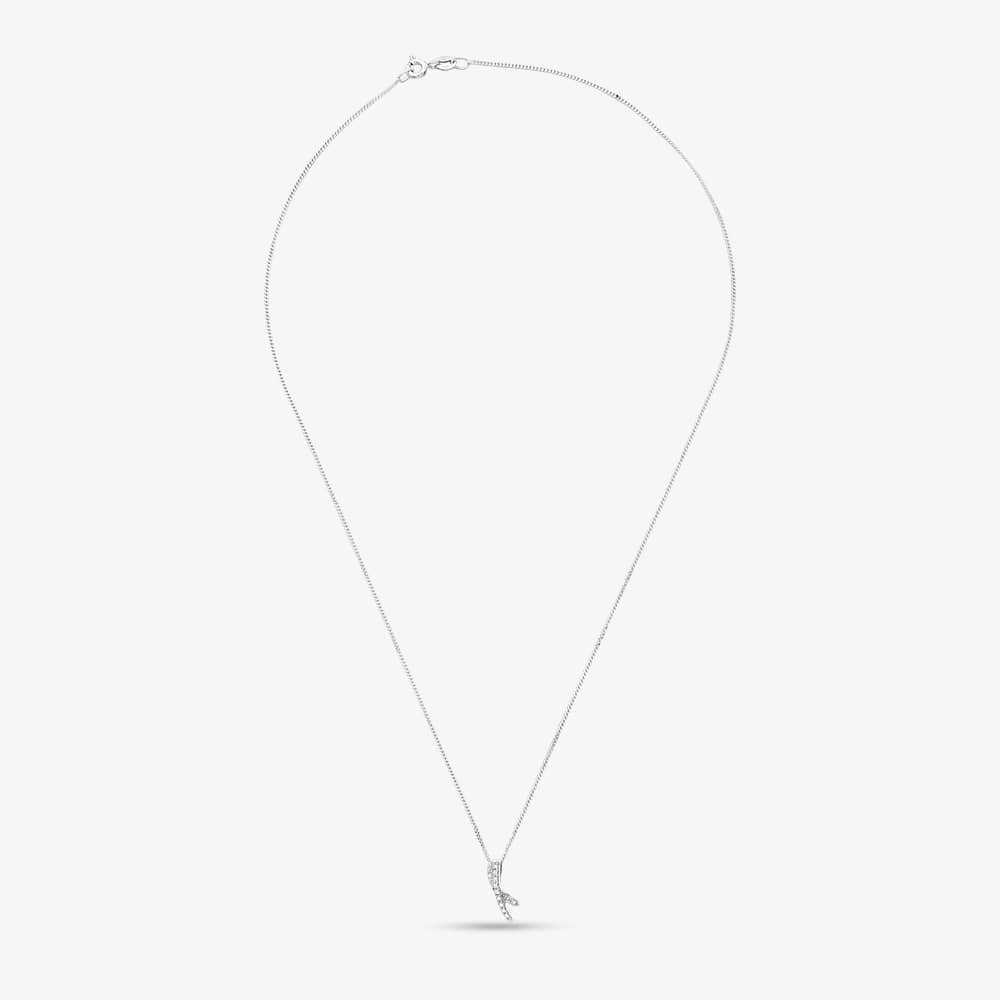 Sterling Silver Cubic Zirconia Two Row Crossover Necklace DJP915 8.13.0034
