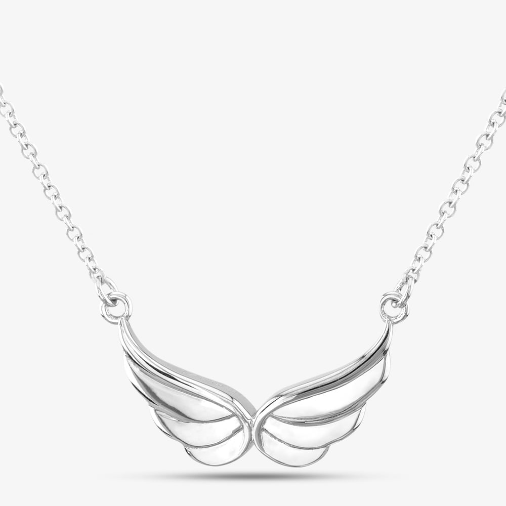 Product photograph of Silver Plain Angel Wings Necklace Ncc0050a from The Jewel Hut