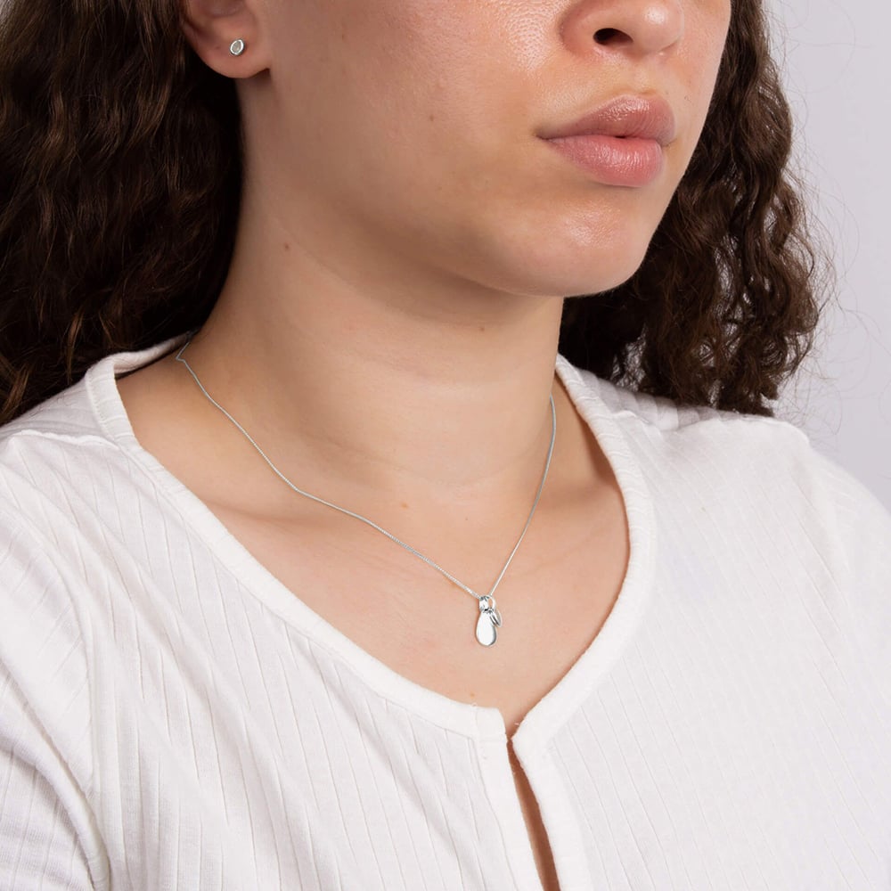 Sterling Silver Blue Aquamarine March Birthstone Pendant Necklace P5331
