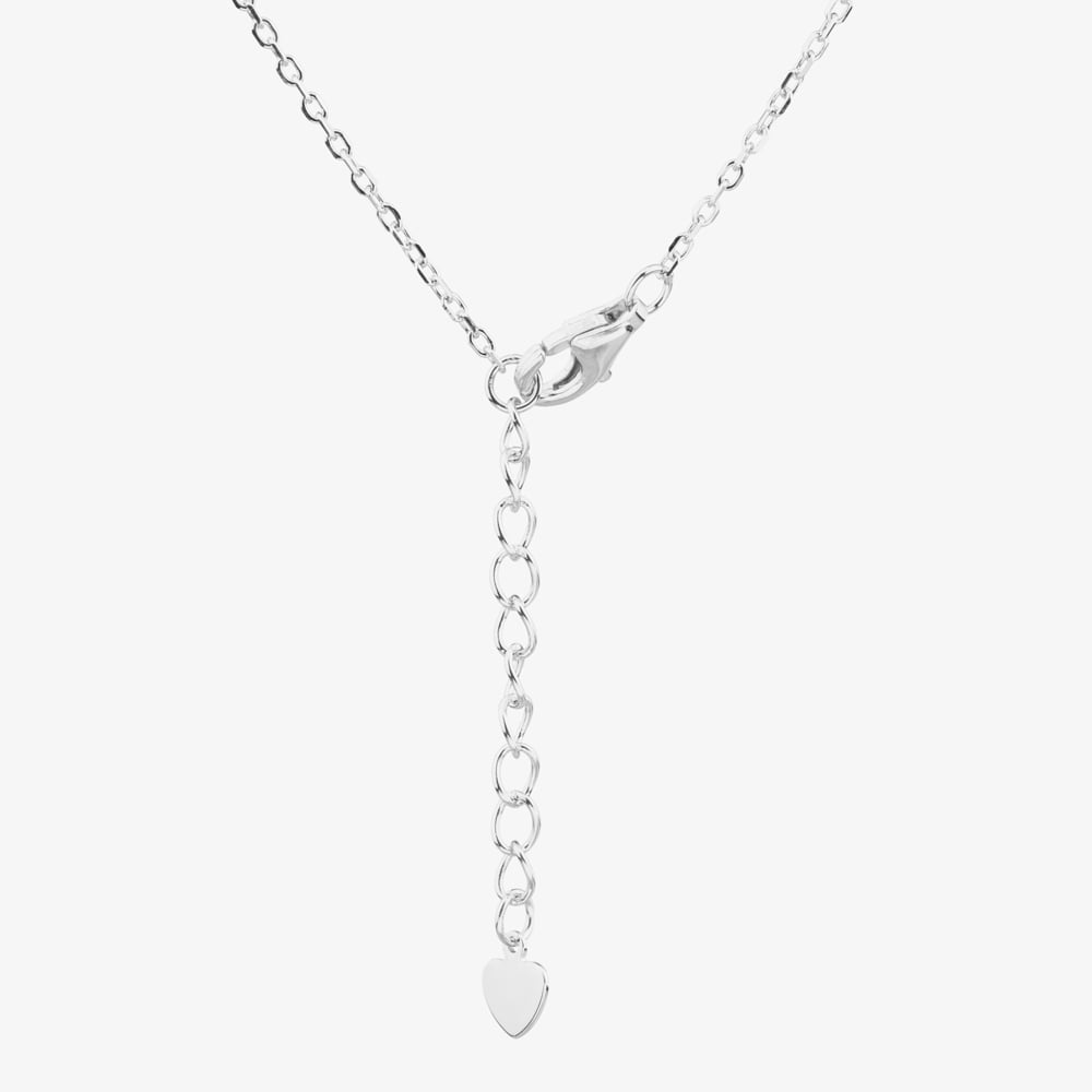 Silver Rhodium Plated Blue Pave Cubic Zirconia Knot Necklace 8.14.8010