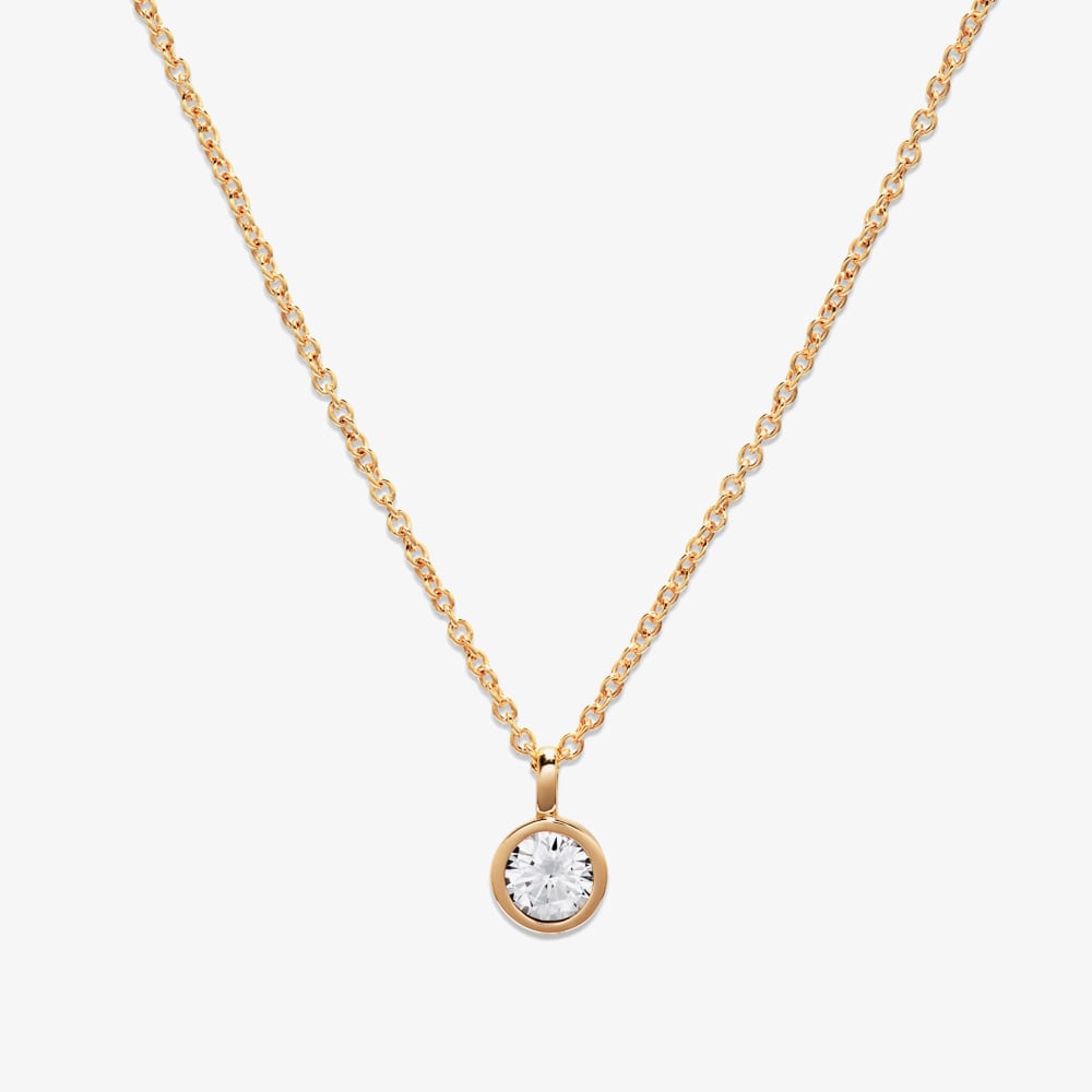 Gold Plated Round Cubic Zirconia Pendant Necklace MK-898GO