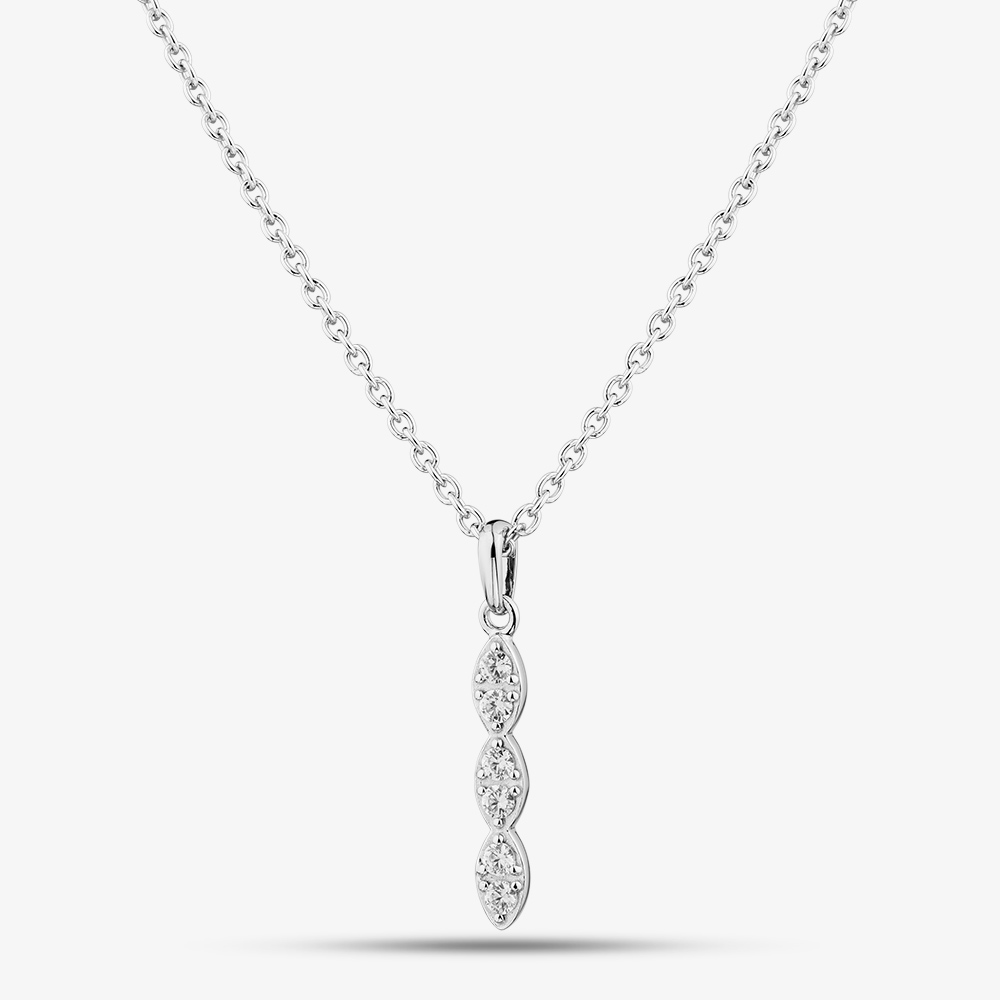 Fashionista Silver Sterling Silver Cubic Zirconia Triple Cluster Pendant MK-1081