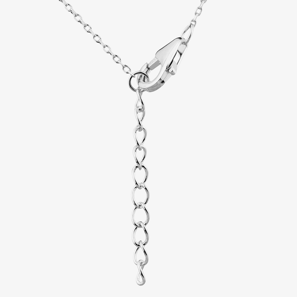Fashionista Silver Sterling Silver Cubic Zirconia Shaped Bezel Bar Pendant MK-1072