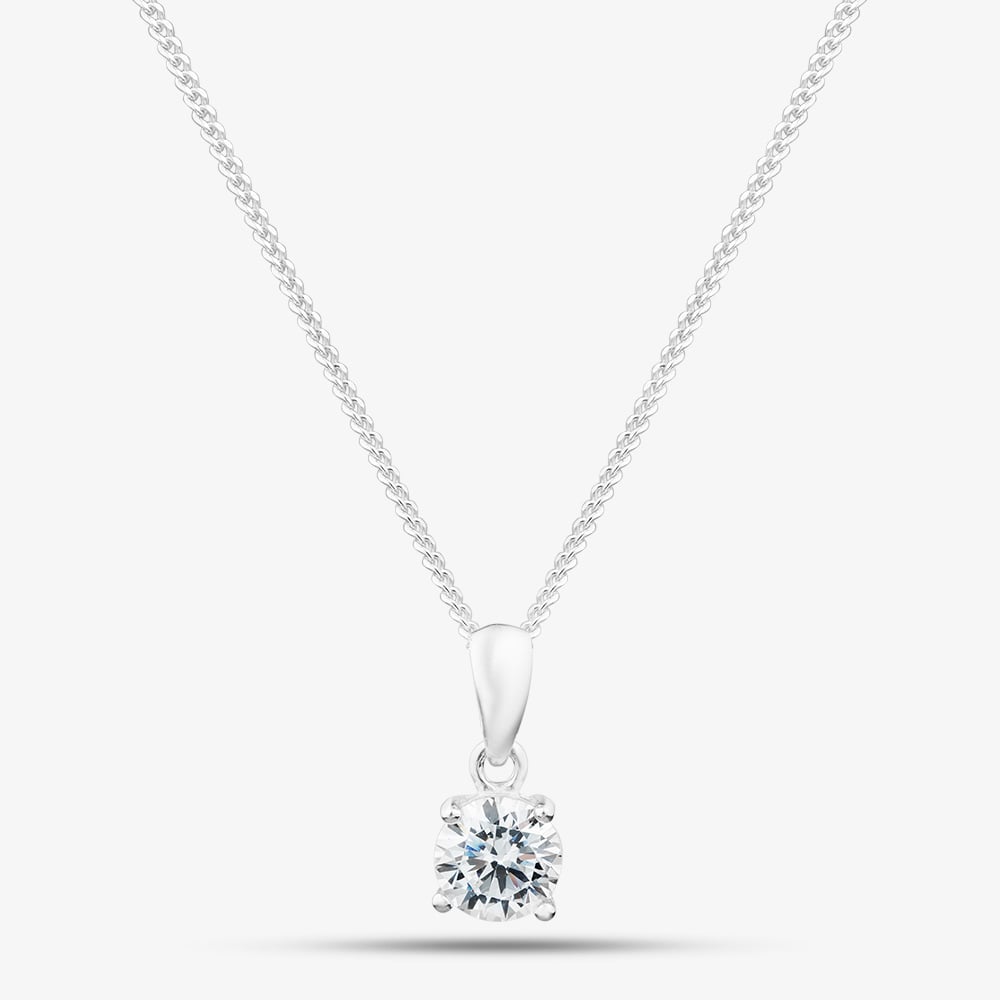 Fashionista Silver Silver 5mm Round Cut Cubic Zirconia Pendant PRD5 N2326 (BK)