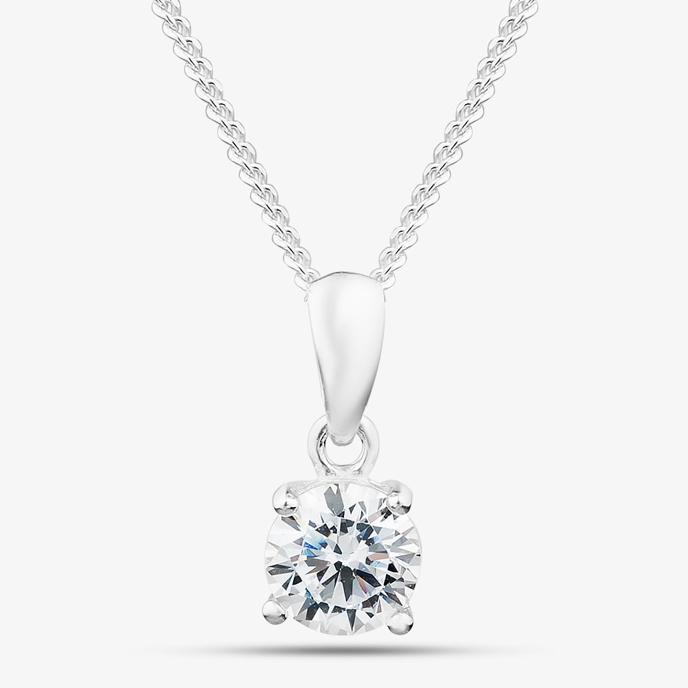 Fashionista Silver Silver 5mm Round Cut Cubic Zirconia Pendant PRD5 N2326 (BK)