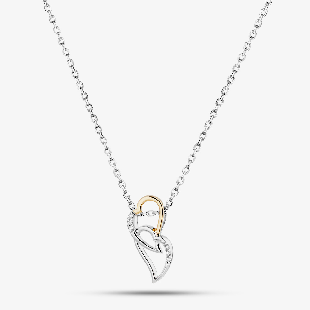 Fashionista Silver Sterling Silver Cubic Zirconia Two Tone Interlinked Pendant AP10821Z/RG