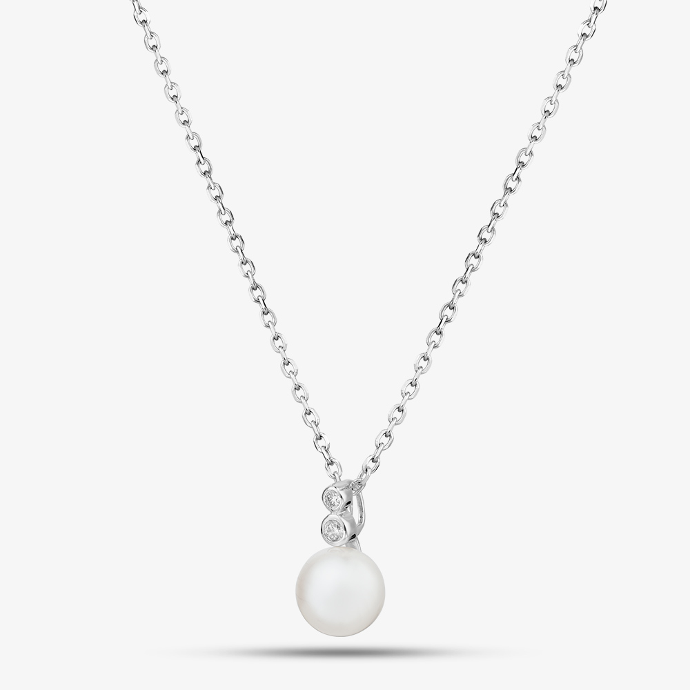 Fashionista Silver Sterling Silver Freshwater Pearl &amp; Cubic Zirconia Pendant AP17998Z