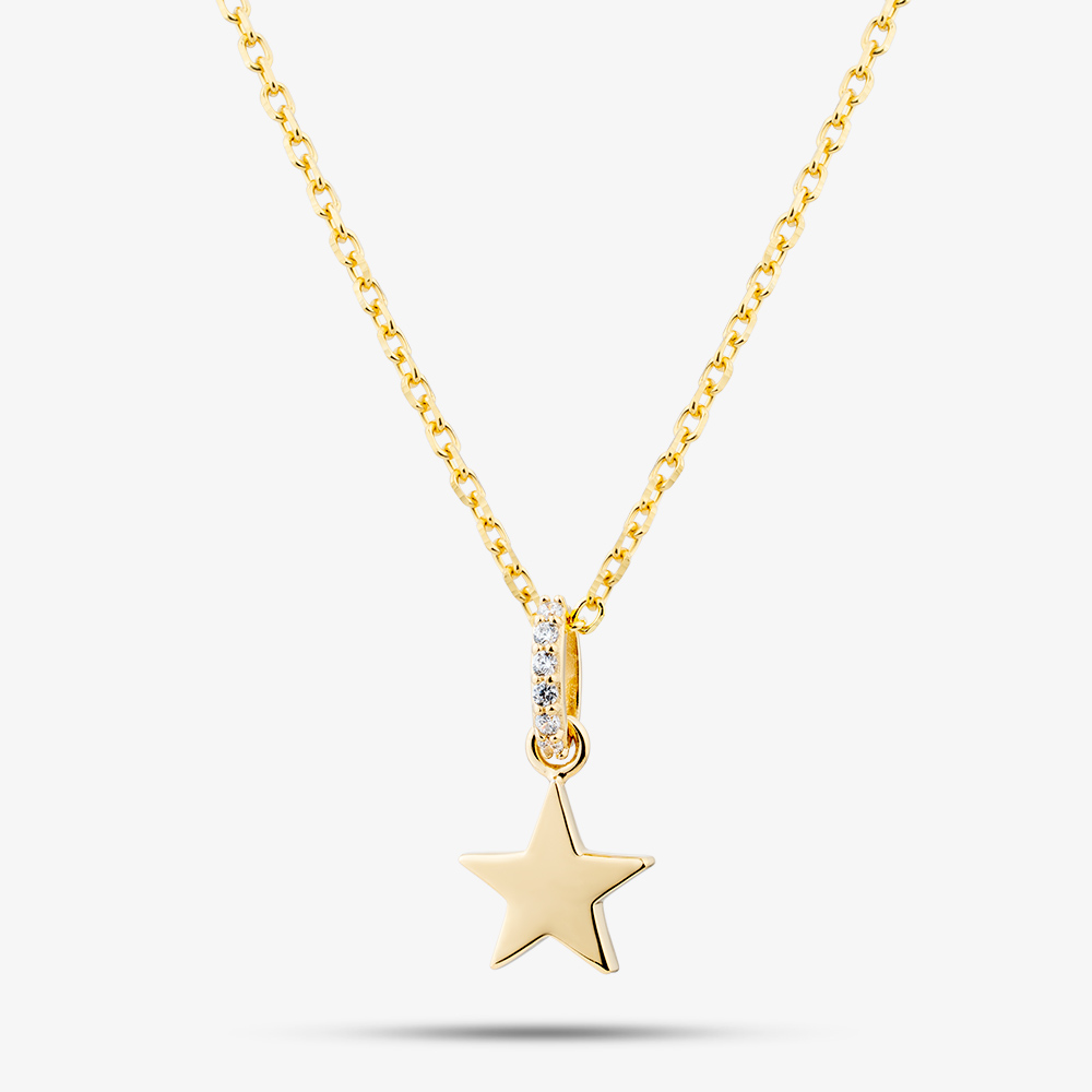 Yellow Gold Tone Plated Sterling Silver Cubic Zirconia Star Pendant AP17560Z/G