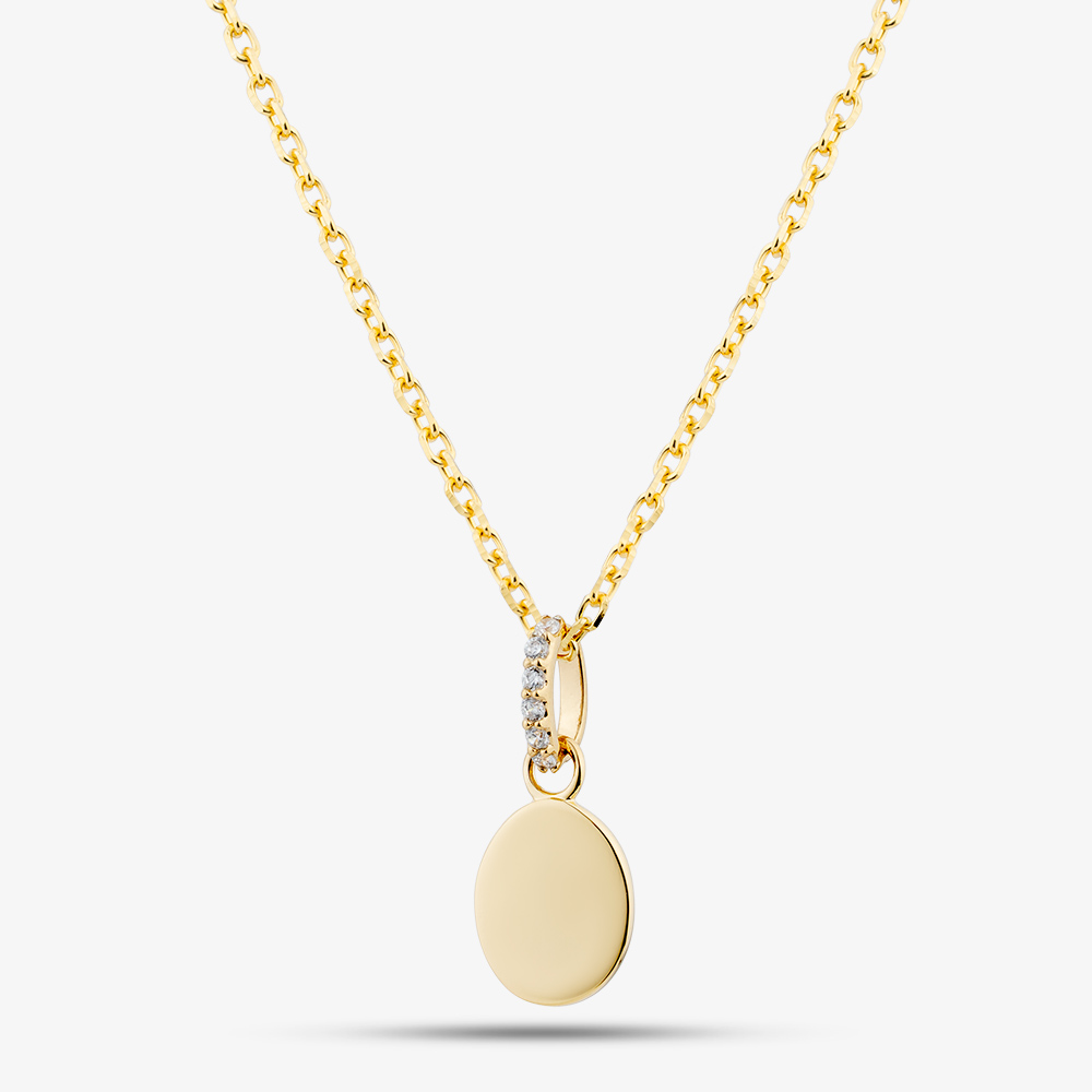 Yellow Gold Tone Plated Sterling Silver Cubic Zirconia Engravable Disc Pendant AP17559Z/G