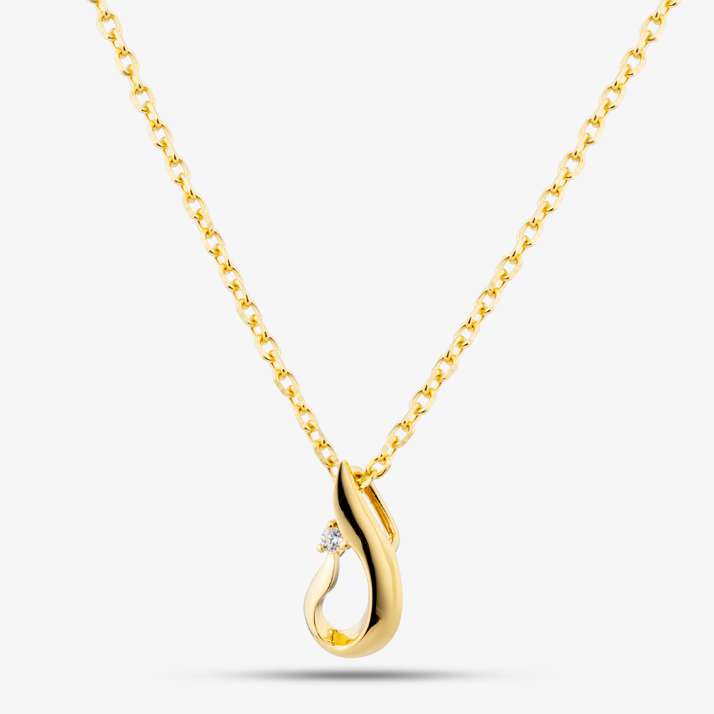 Yellow Gold Tone Plated Sterling Silver Cubic Zirconia Twist Teardrop Pendant AP14638Z/G