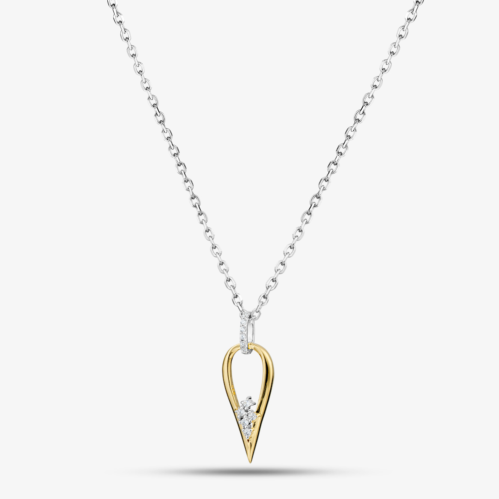 Yellow Gold Tone Plated Sterling Silver Cubic Zirconia Open Teardrop Pendant AP14271Z/RG