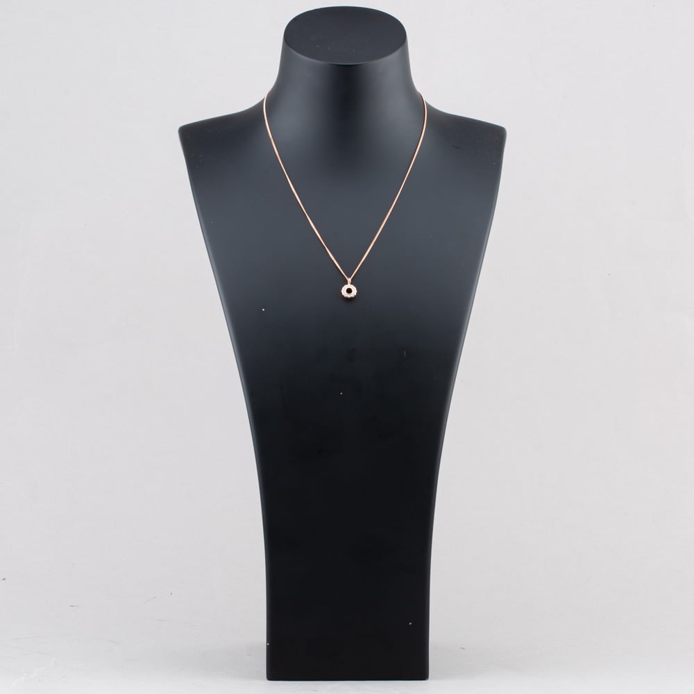 Fashionista Gold Rose Gold Tone Plated Sterling Silver Cubic Zirconia Open Flower Pendant 05S2AZP649307